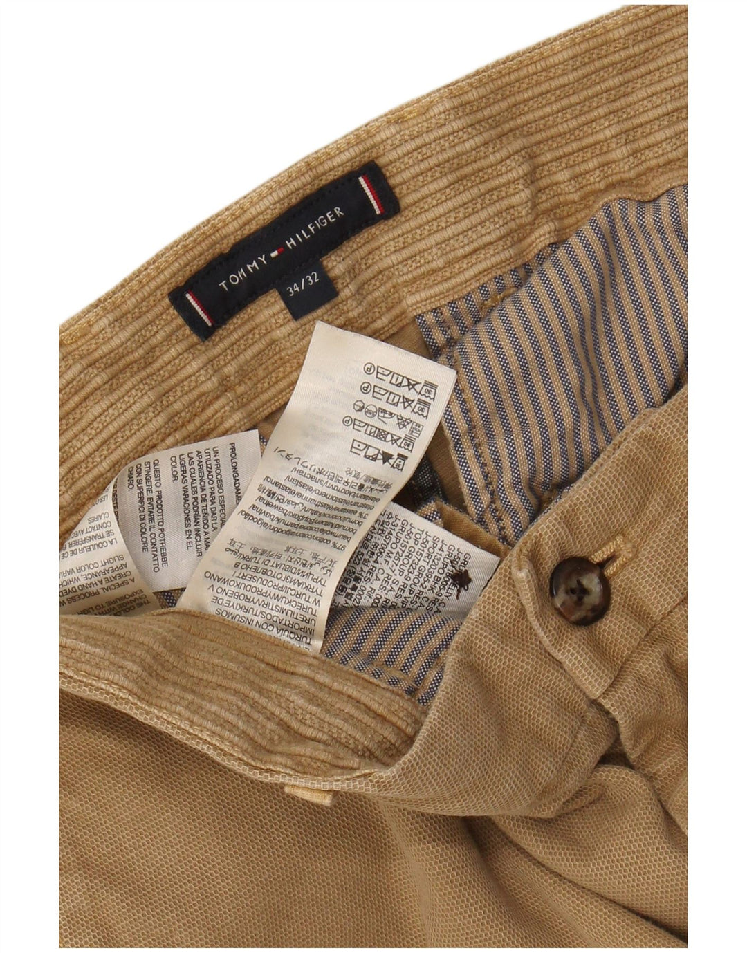 TOMMY HILFIGER Pantaloni chino slim pentru bărbați L34 L28 bumbac bej