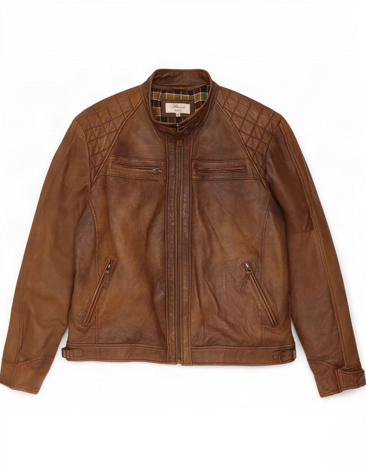 Jachetă din piele pentru bărbați Ashwood UK 48 4XL maro