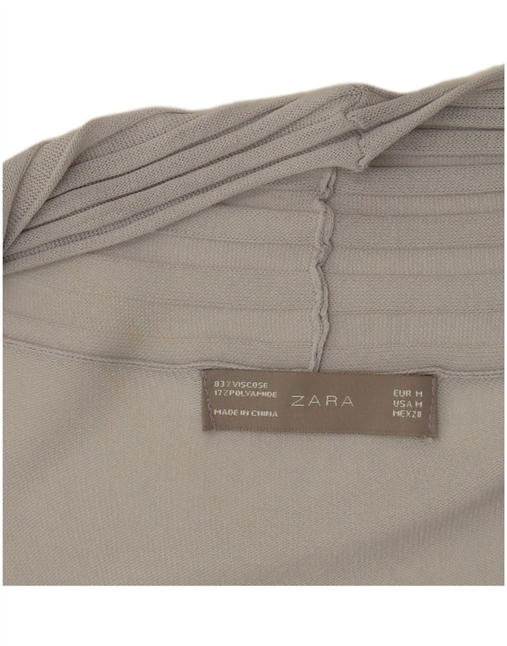 Top cardigan cu paragate pentru femei Zara UK 12, viscoză, gri mediu