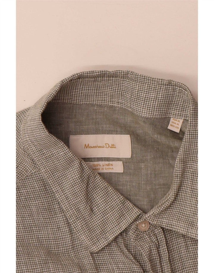 Cămașă Massimo Dutti pentru bărbați, XL, verde Houndstooth