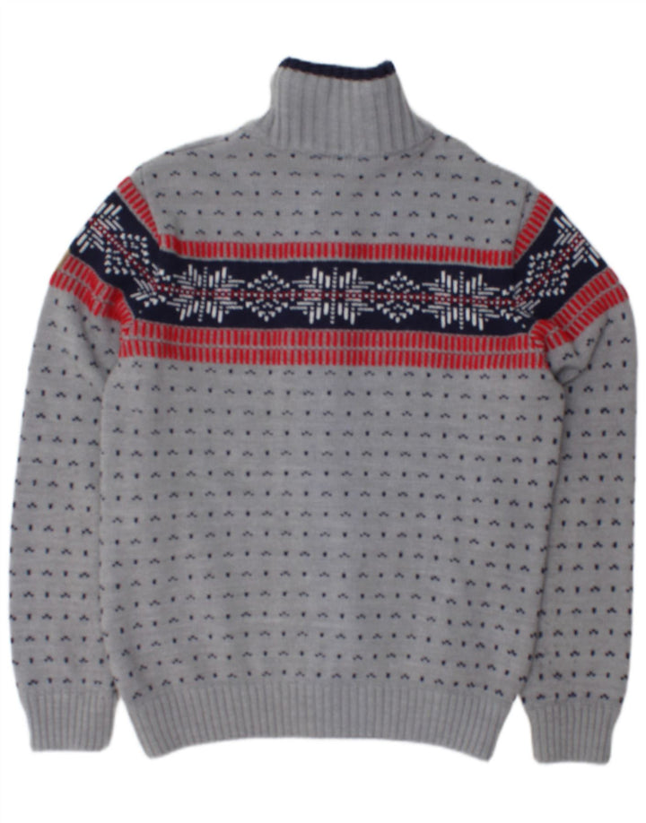 Pulover cardigan cu fermoar complet CMP pentru bărbați IT 50 gri mediu acrilic Fair Isle