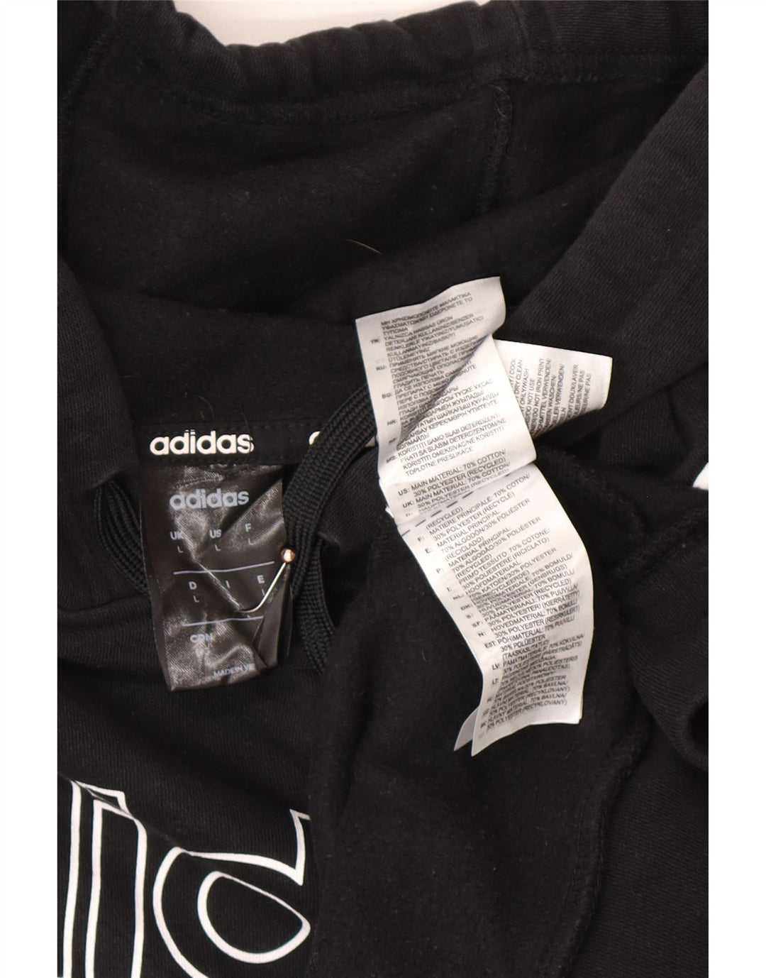 Pulover cu glugă grafic ADIDAS pentru bărbați, bumbac mare, negru