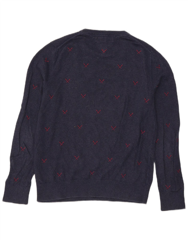 Pulover pentru bărbați Tommy Hilfiger, cu gât crew, poliester mic, bleumarin