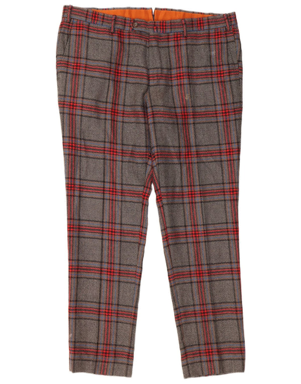 Pantaloni de costum pentru femei PT Torino slim fit IT 54 2XL W40 L31 gri Lână carouri