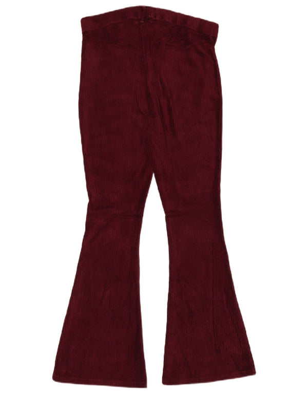 Topshop Pantaloni din velur cu talie înaltă pentru femei UK 12 Medium W30 L30 Burgundy