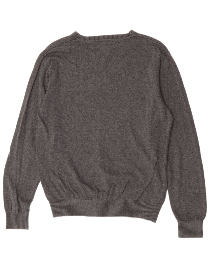 Pulover Tommy Hilfiger pentru bărbați, cu decolteu în V, bumbac, gri mediu