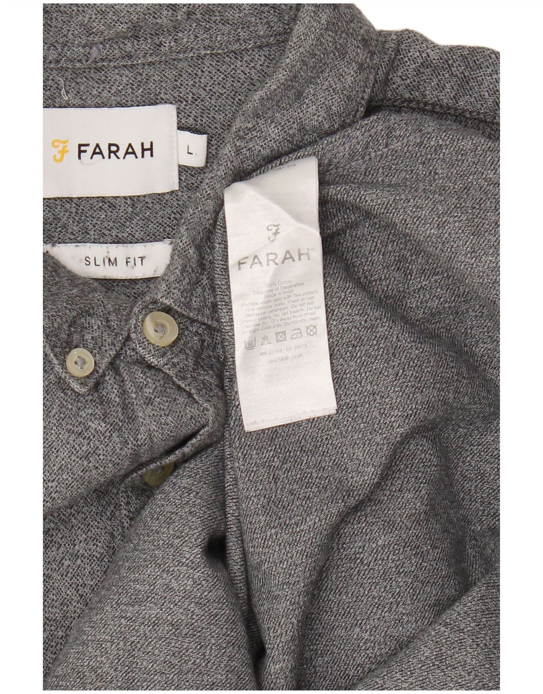Cămașă Farah pentru bărbați Slim Fit, mare, gri, bumbac