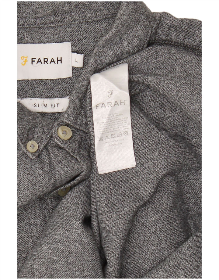Cămașă Farah pentru bărbați Slim Fit, mare, gri, bumbac