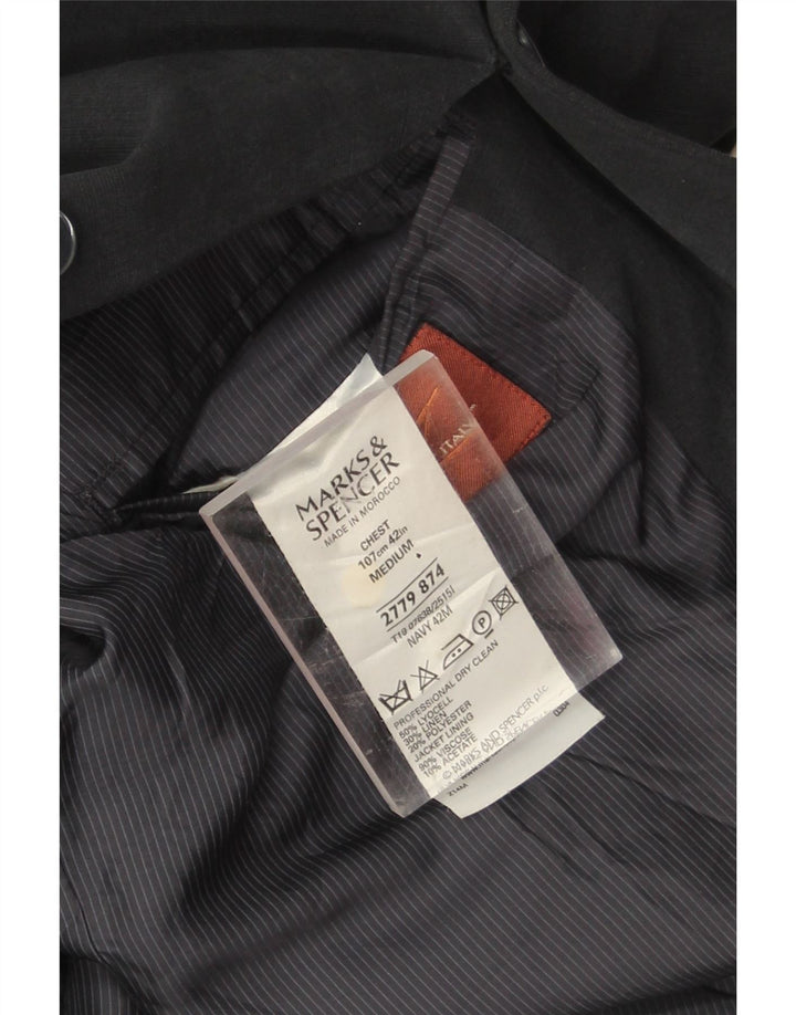 Jachetă pentru bărbați Marks & Spencer cu 3 nasturi, UK 42 XL, bleumarin, Lyocell