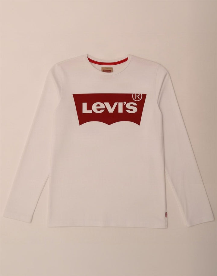 Bluză cu grafică Levi's pentru băieți, cu mânecă lungă, 15-16 ani, bumbac alb