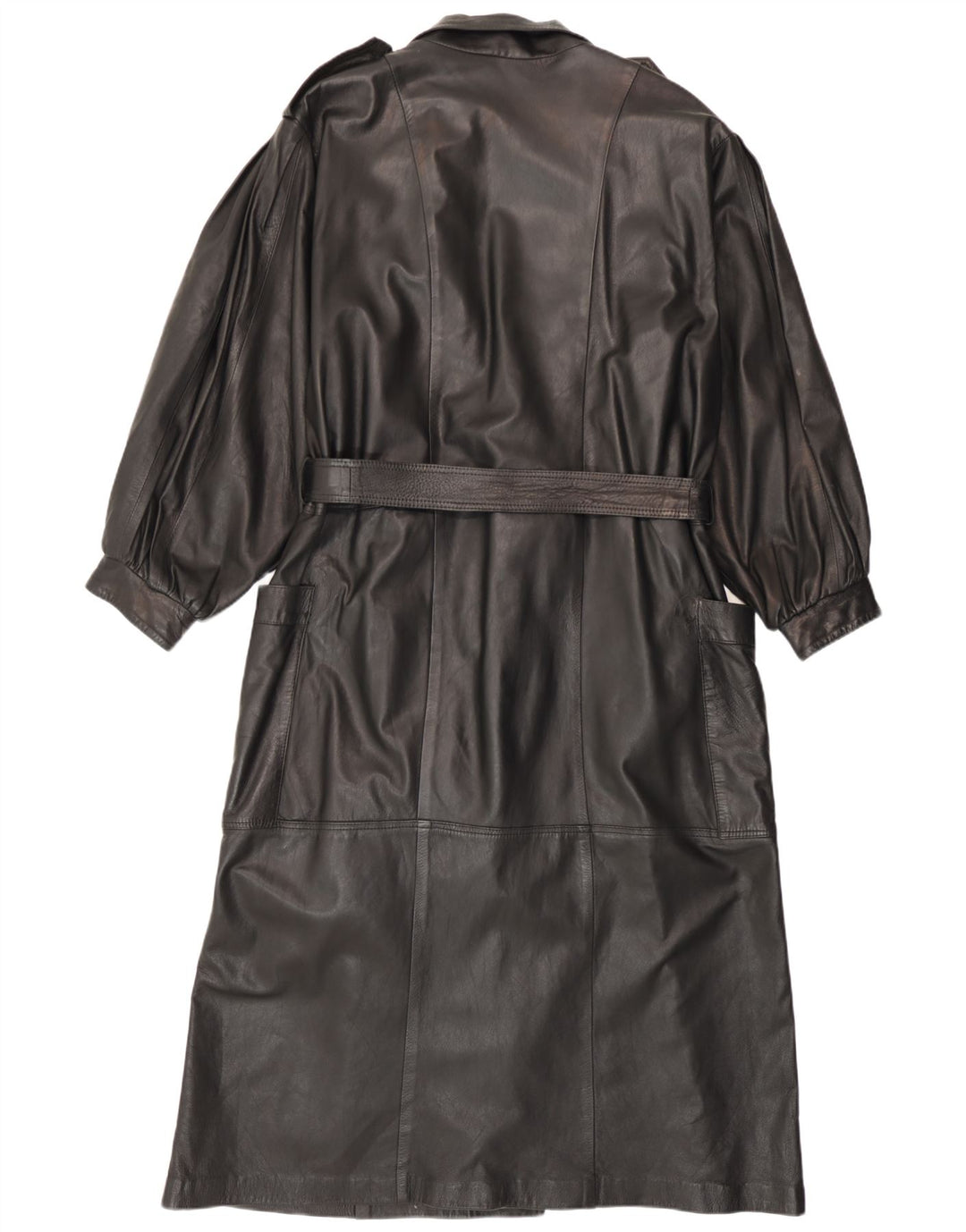 Palton militar din piele vintage pentru femei UK 14 mediu negru