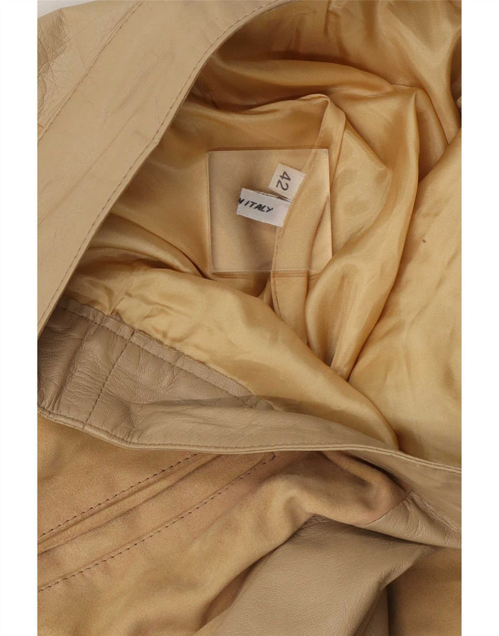 Fusta evazată din piele vintage pentru femei IT 42 Medium W26 Bej Colorblock