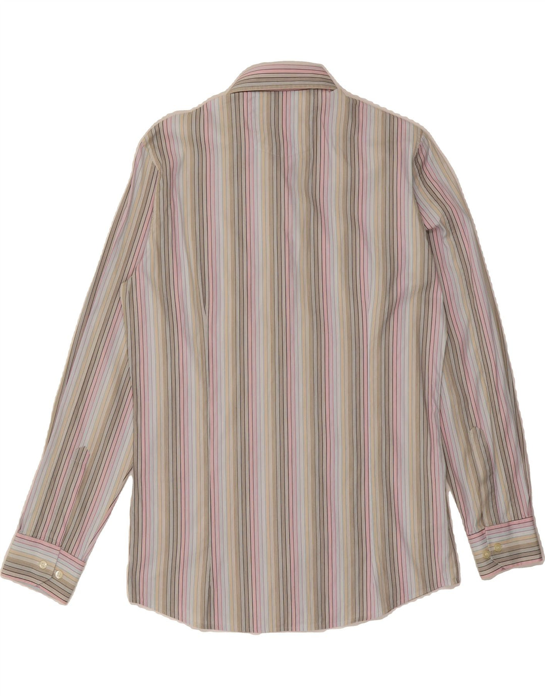 HUGO BOSS Mens Shirt Medium Multicoloured Striped Polyester Vintage Hugo Boss and Second-Hand Hugo Boss from Messina Hembry 