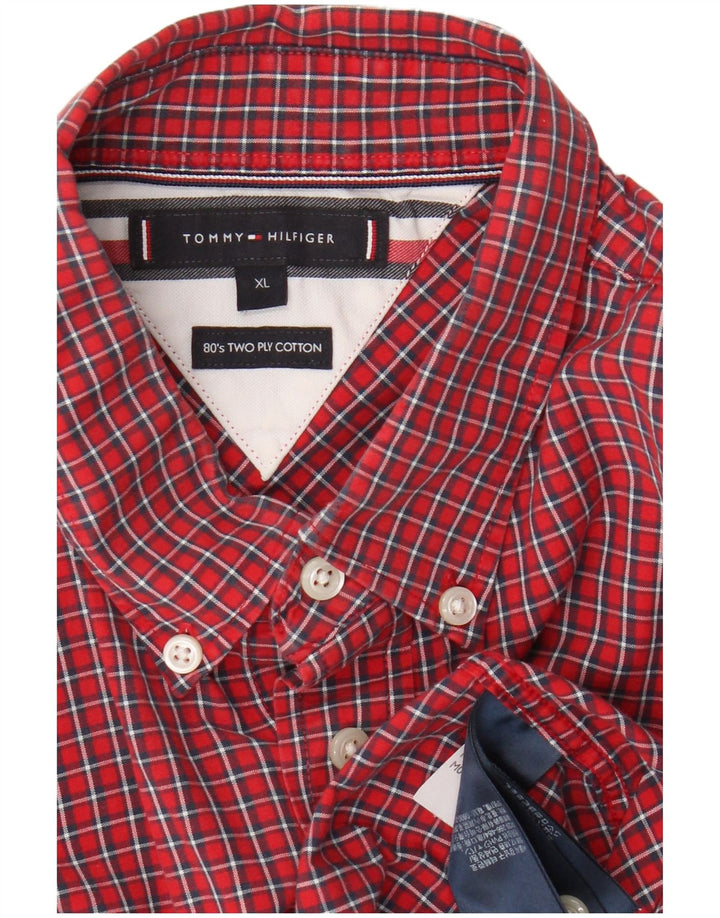 Cămașă pentru bărbați Tommy Hilfiger XL, bumbac cu carouri roșii