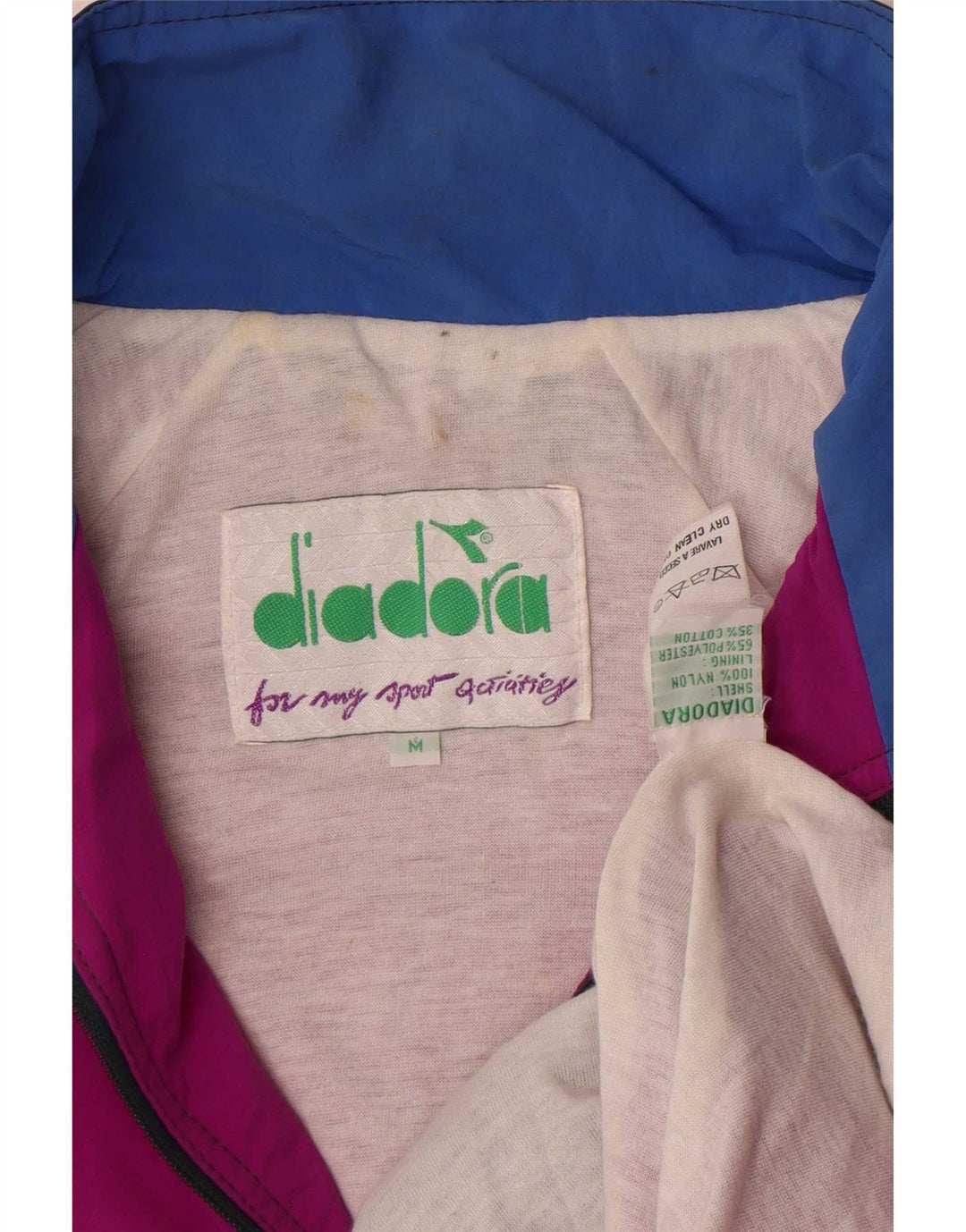 Jachetă de top pentru trening grafic Diadora pentru bărbați, nailon color block, roz mediu