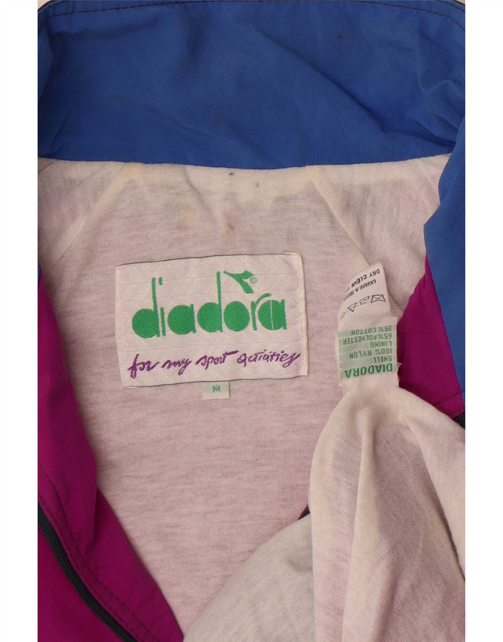 Jachetă de top pentru trening grafic Diadora pentru bărbați, nailon color block, roz mediu