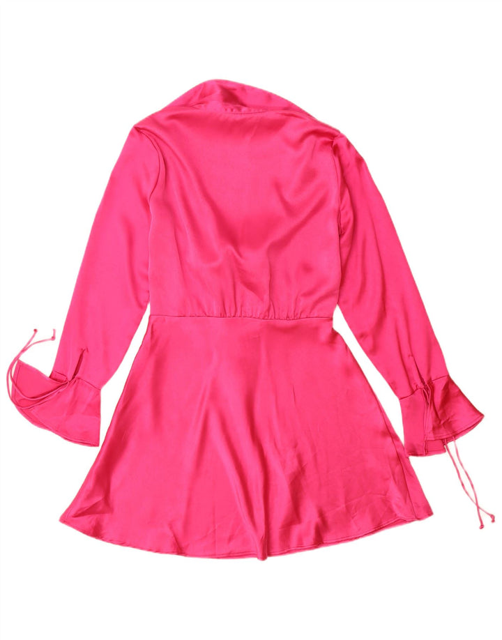 Rochie în formă de A cu mânecă lungă pentru femei Zara UK 14 Poliester roz mediu