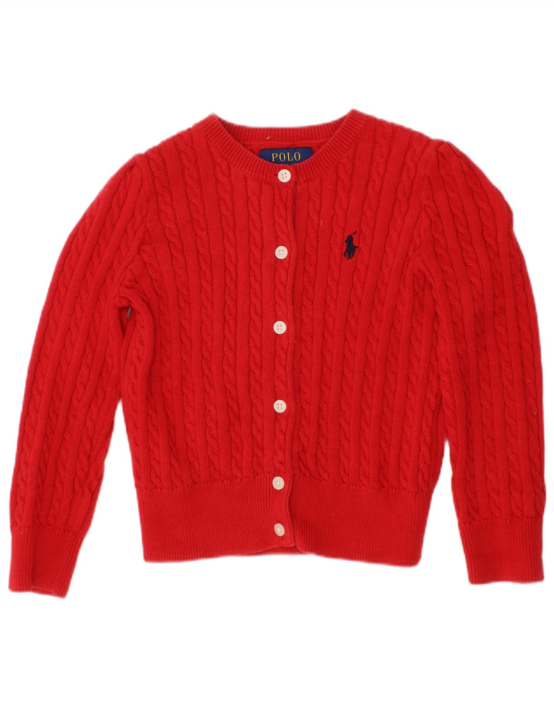 POLO RALPH LAUREN Pulover Cardigan Fete 2-3 Ani Bumbac Roșu