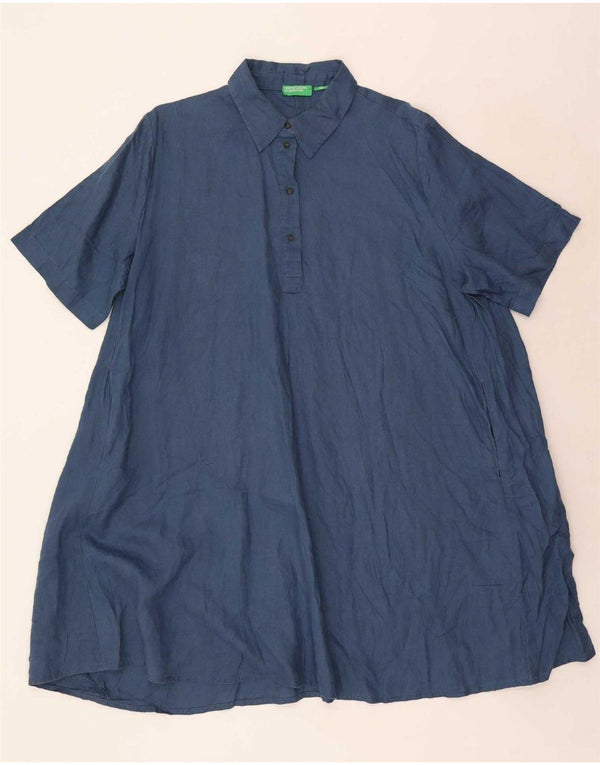 Rochie cămașă supradimensionată pentru femei Benetton UK 18 XL Bleumarin in in