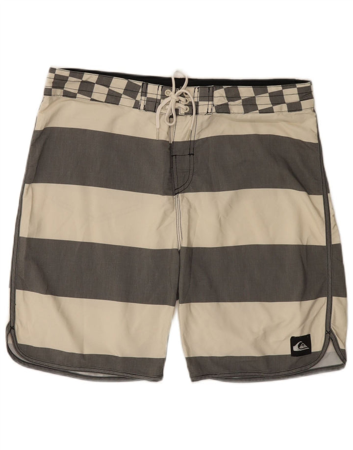 Pantaloni scurți de înot Quiksilver pentru bărbați, mari, din poliester cu dungi alb