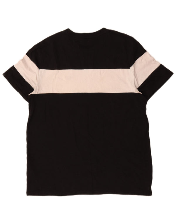 Tricou pentru bărbați Tommy Hilfiger Top mediu negru din bumbac color bloc