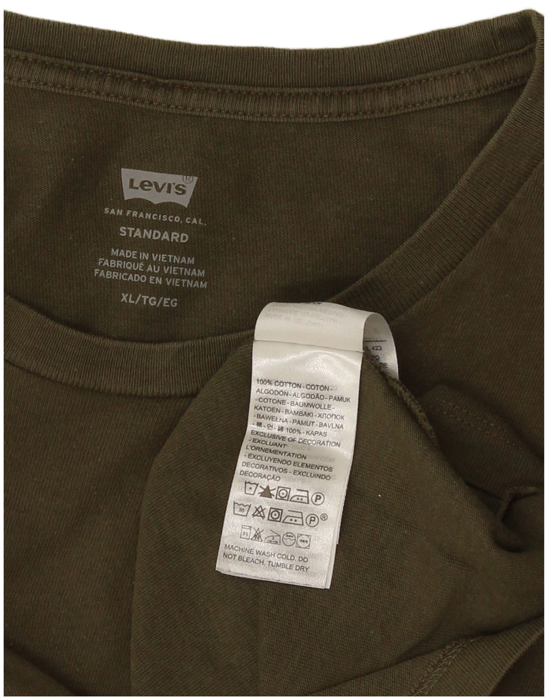 Tricou standard pentru bărbați Levi's Top XL Kaki Bumbac