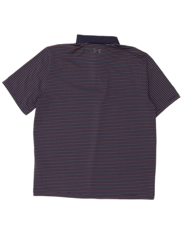 Cămașă polo Under Armour pentru bărbați, mare, albastru, poliester cu dungi
