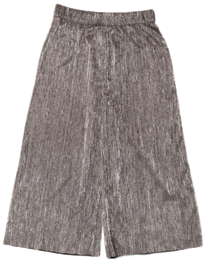 Pantaloni Capri pentru femei ZARA XS W24 L20 Poliester argintiu