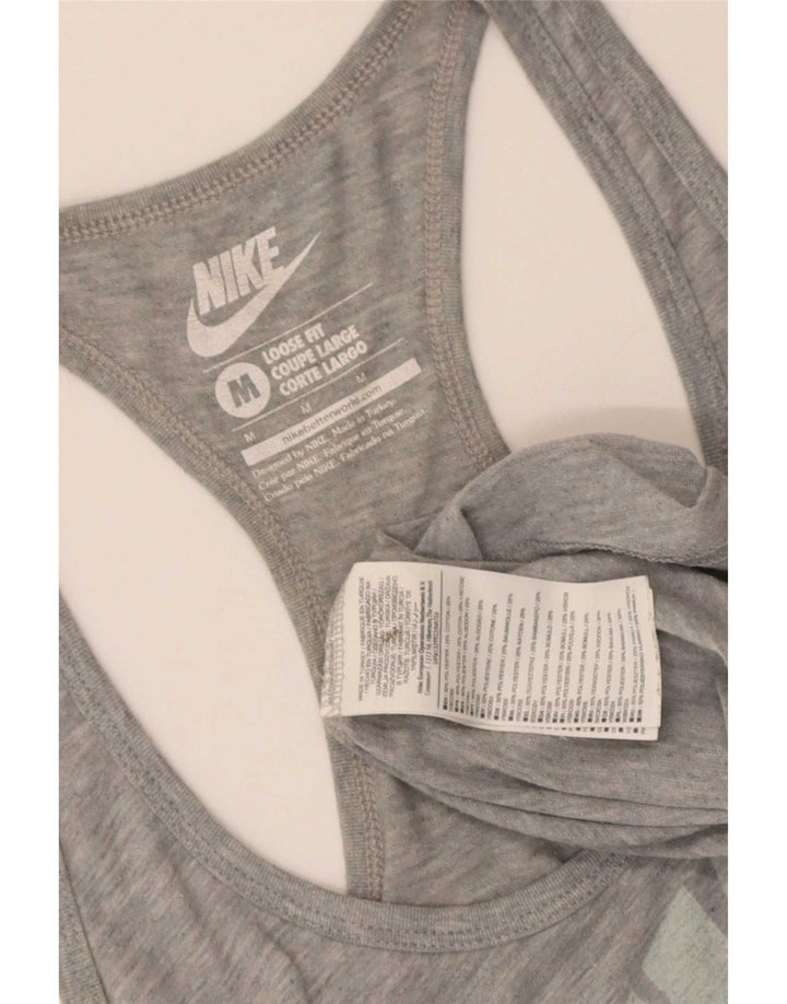 Top cu vestă grafică Nike pentru femei, cu formă largi, UK 12, poliester, gri mediu