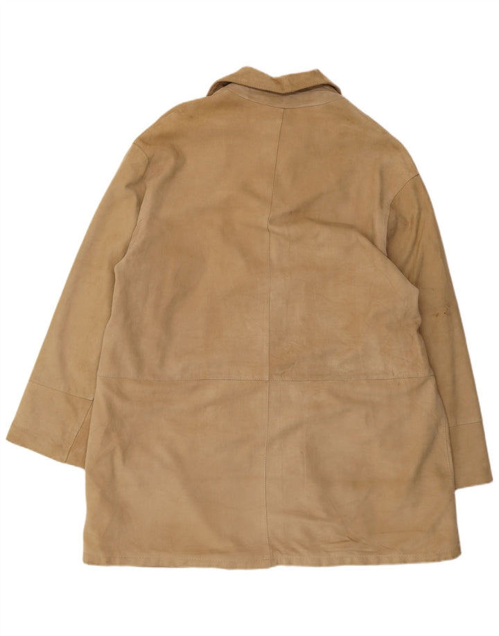 Pardesiu din piele intoarsa pentru femei VINTAGE IT 46 mare, bej, piele