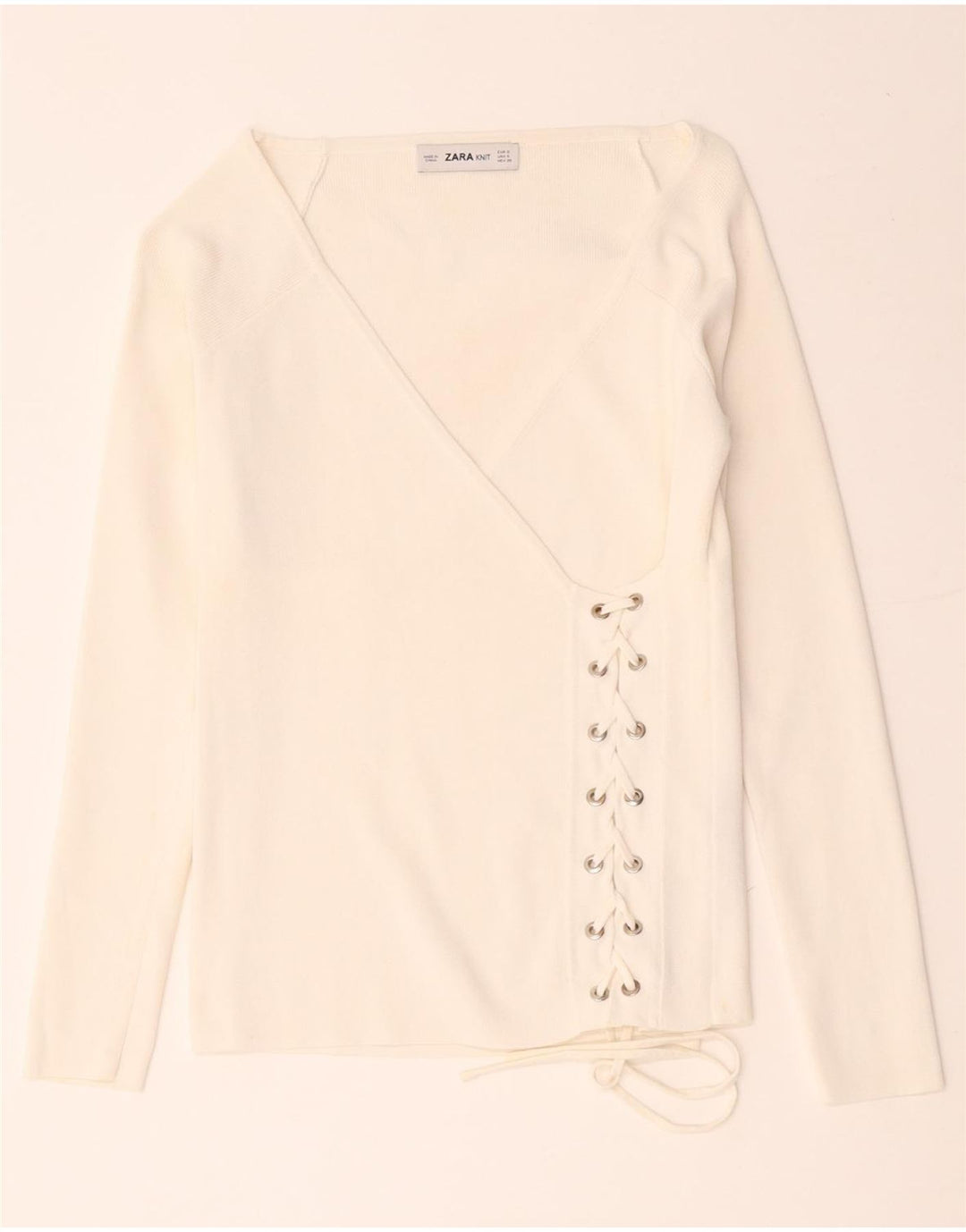Bluză înfășurată cu mânecă lungă pentru femei Zara UK 8 Small White Viscose