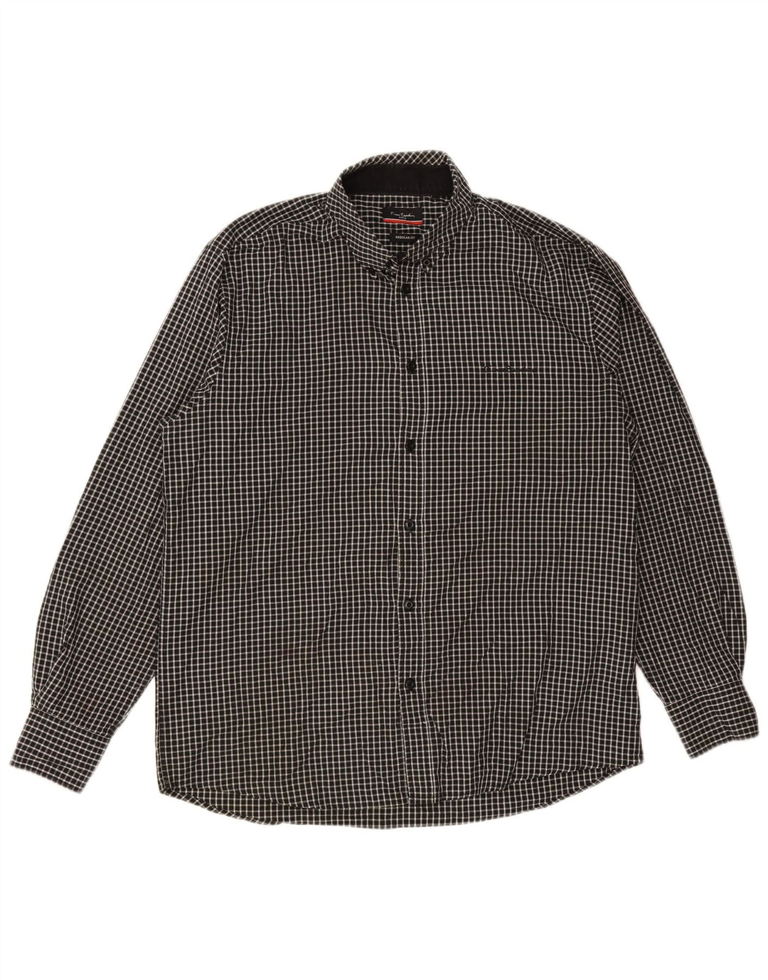 Cămașă pentru bărbați Pierre Cardin Regular Fit XL Poliester cu carouri negru