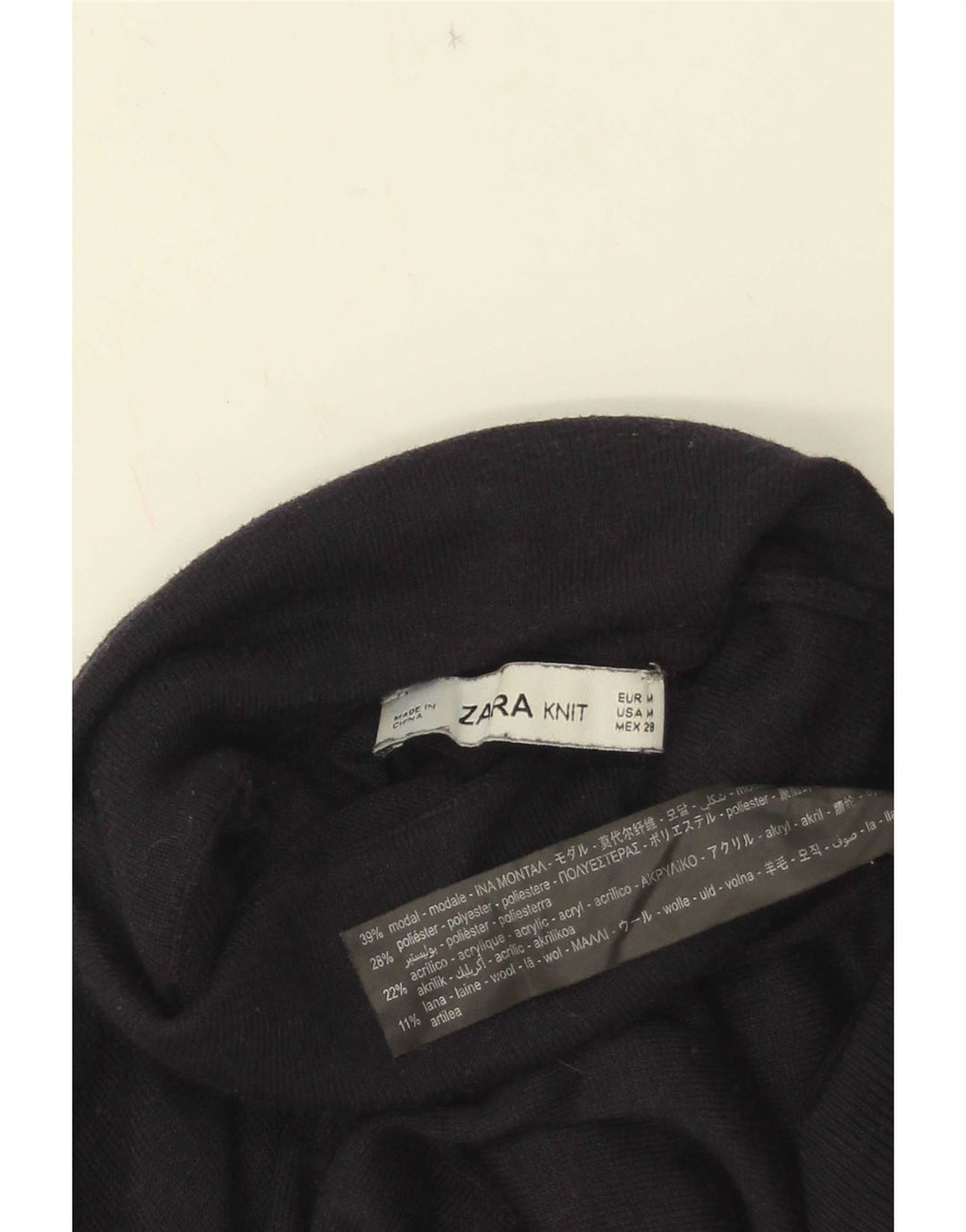 Pulover cu gât rulat Zara pentru femei UK 12 Medium Bleumarin Modal