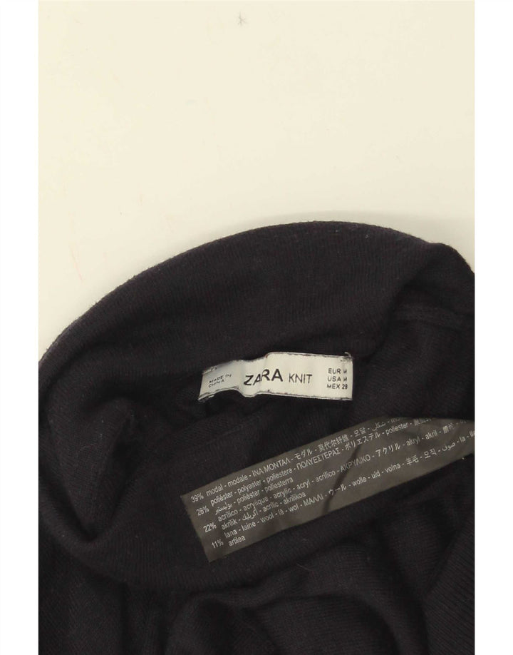 Pulover cu gât rulat Zara pentru femei UK 12 Medium Bleumarin Modal