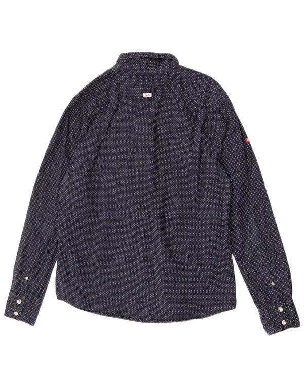 Cămașă pentru bărbați Superdry 2XL, bumbac cu buline bleumarin