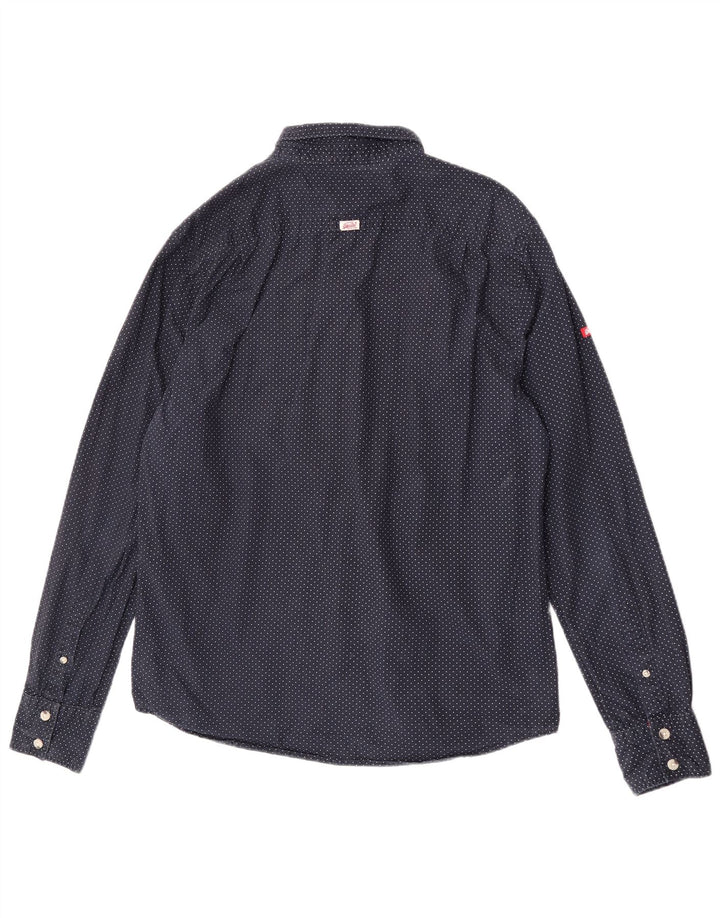 Cămașă pentru bărbați Superdry 2XL, bumbac cu buline bleumarin