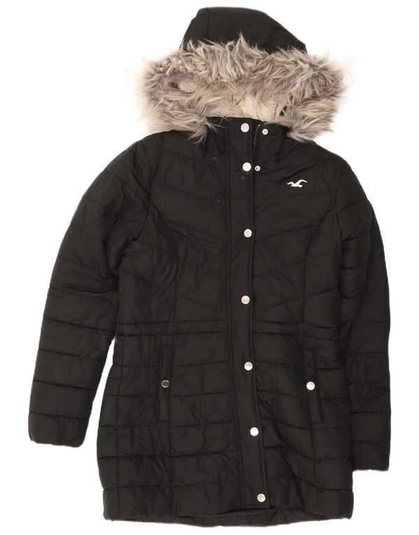 Palton căptușit Sherpa pentru femei Hollister UK 14 Poliester mediu negru