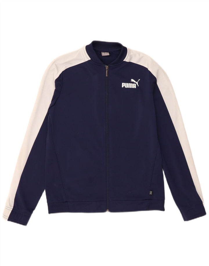 Jachetă de trening Puma pentru băieți 13-14 ani, albastru bleumarin, poliester color bloc