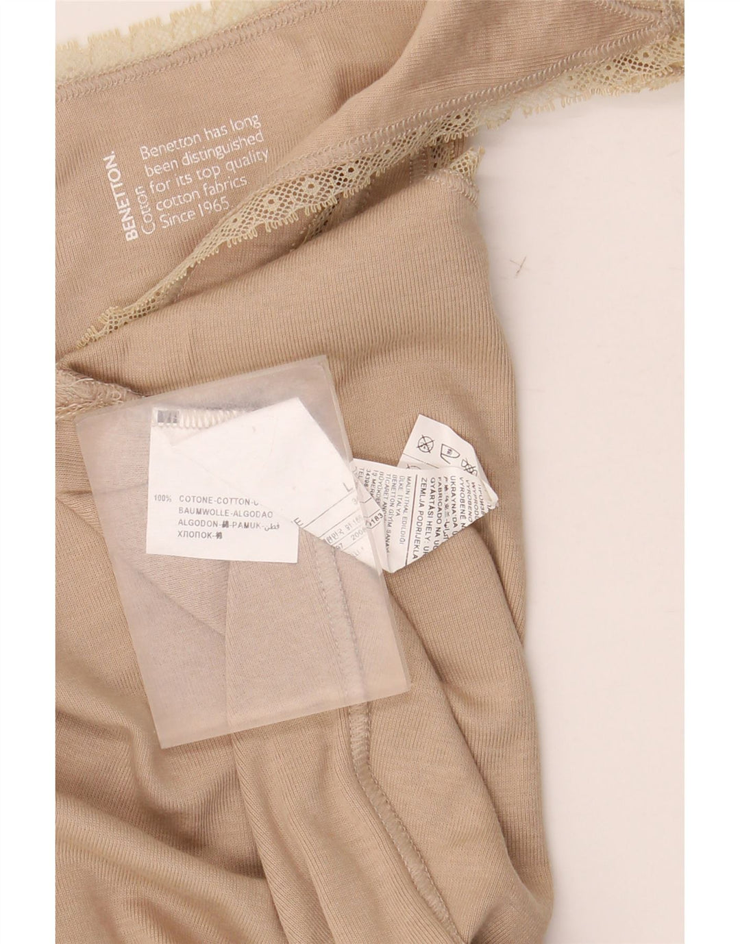 BENETTON Cami Top pentru femei UK 14 mare, bej, floral, bumbac