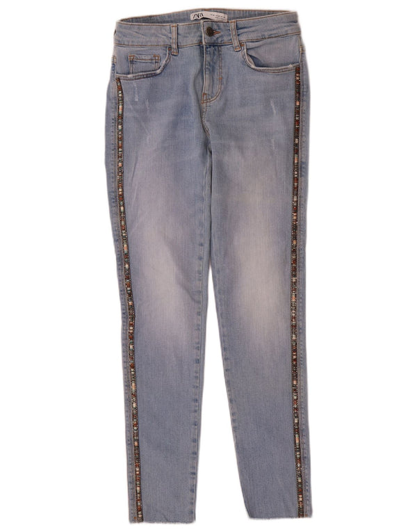 Blugi skinny dama Zara EU 38 Mici L28 L27 Bumbac albastru