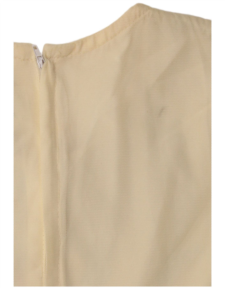 VINTAGE Rochie A-Line cu mânecă lungă pentru femei US 6 Medium Bej Floral