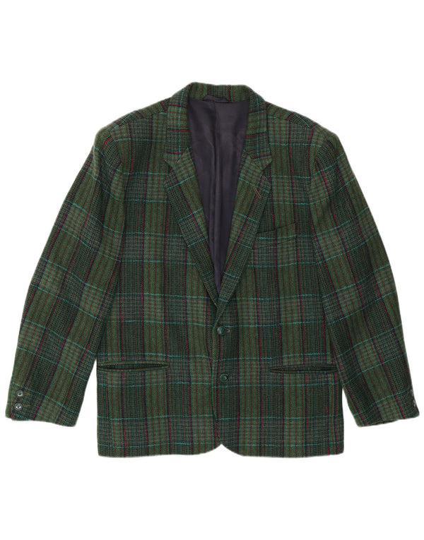 Jachetă pentru bărbați KRUNA cu 2 nasturi IT 48 Medium Green Check Lână virgină