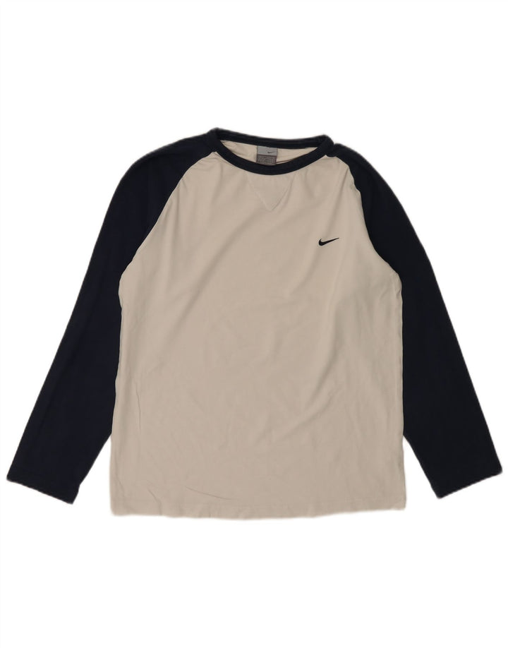 Top cu mânecă lungă pentru bărbați Nike UK 39/41, mediu alb, bumbac color bloc