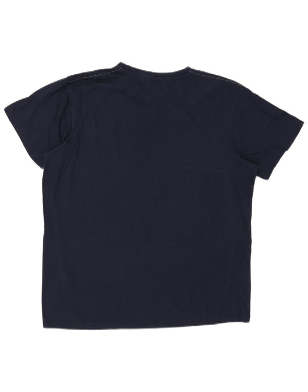 Avirex Mens Graphic T-Shirt Top XL Navy Blue Colourblock Cotton
