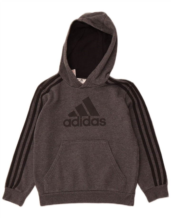 Pulover ADIDAS pentru băieți, cu glugă, 7-8 ani, gri bumbac