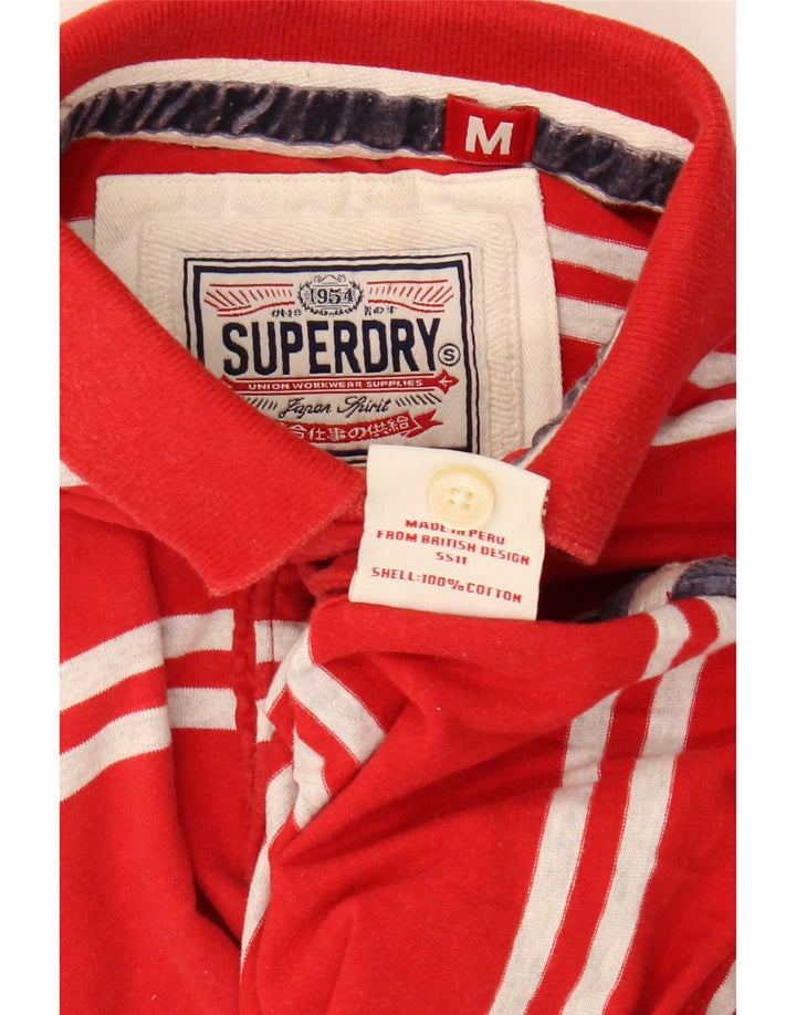 Superdry Tricou polo cu grafică pentru bărbați, bumbac cu dungi roșii medii