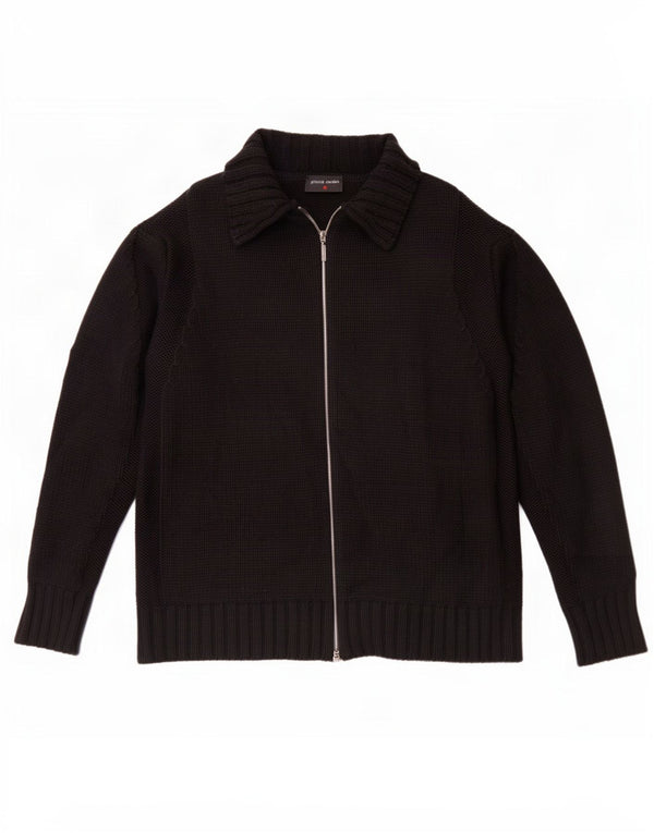 Pulover cardigan pentru bărbați Pierre Cardin IT 56 2XL Lână merinos neagră