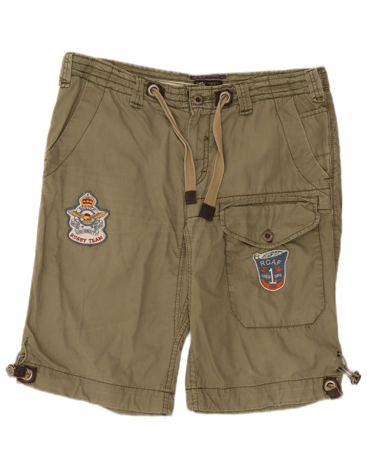 Scotch & Soda Pantaloni scurți cargo grafic pentru bărbați W33 bumbac kaki mediu