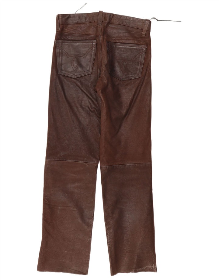 Pantaloni drepti din piele pentru bărbați Pantera W30 L30 piele maro