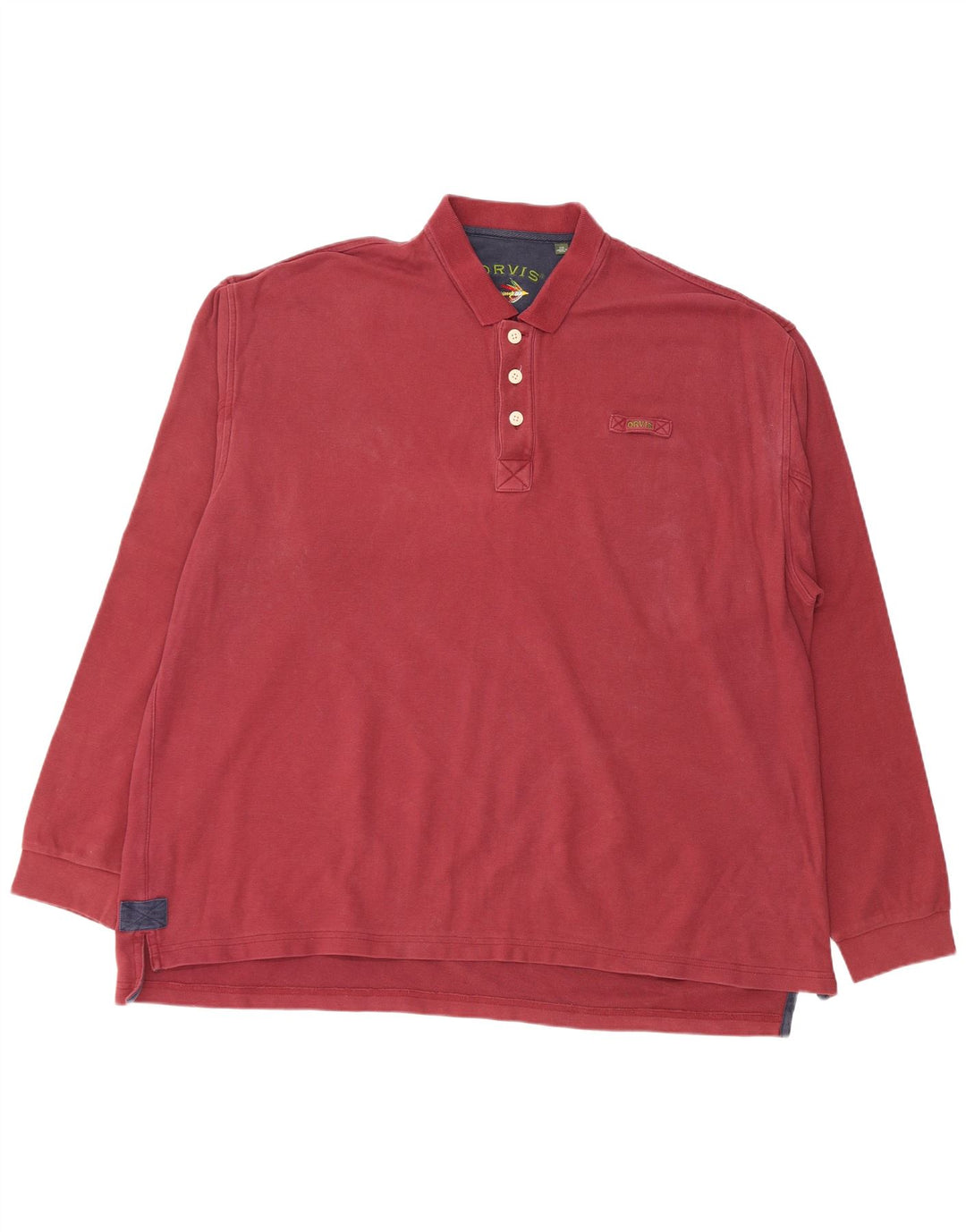 ORVIS Tricou polo cu mânecă lungă pentru bărbați 2XL bumbac burgundă